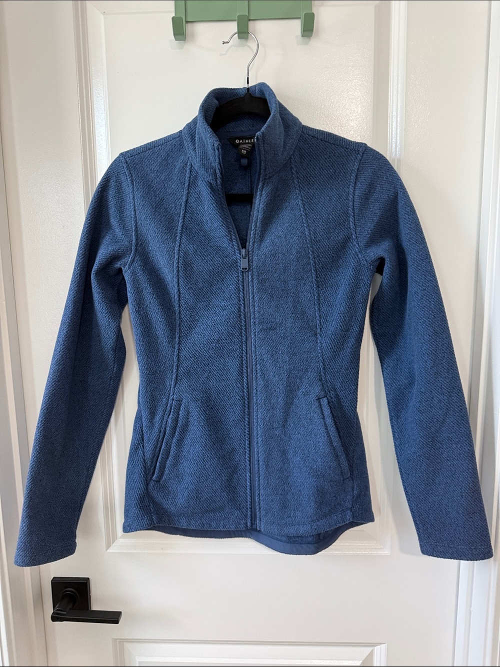 Athleta Stroll Fleece Full Zip Jacket in Textured Blue